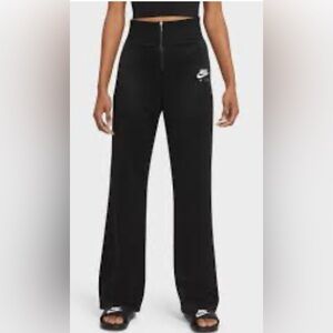 Nike Air retro palazzo pant Black with White Logo high waisted front zip MED